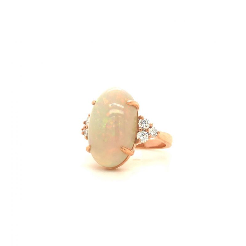 Nhẫn Vàng 18k đính đá Opal Ngũ sắc